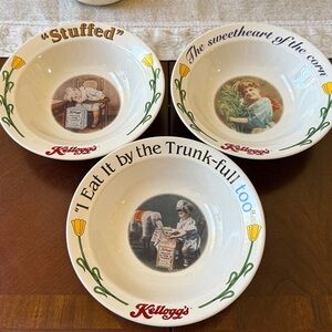 Set of 3 Vintage style Kellogg’s Cereal Bowls